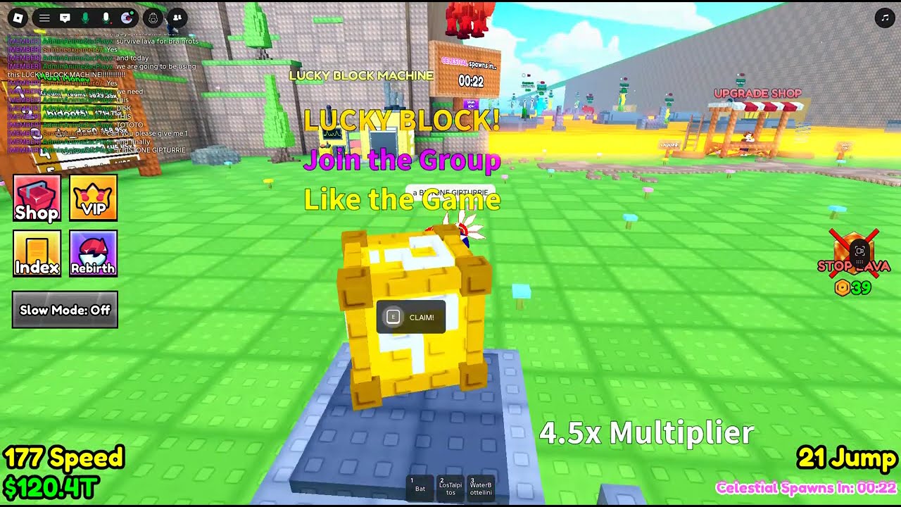 Survive Lava for Brainrots NEW Lucky Block Machine