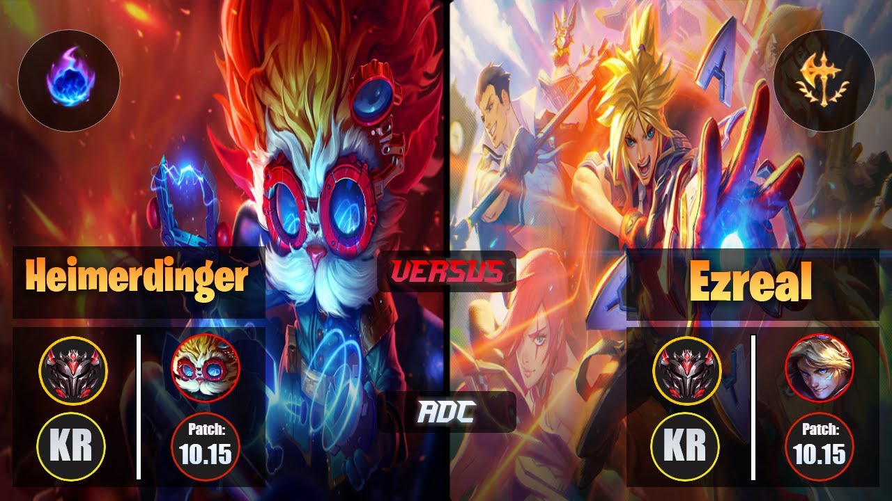 GrandMaster HEIMERDINGER [Arcane Comet] (ADC) VS  EZREAL - Grandmaster KR Patch 10.15