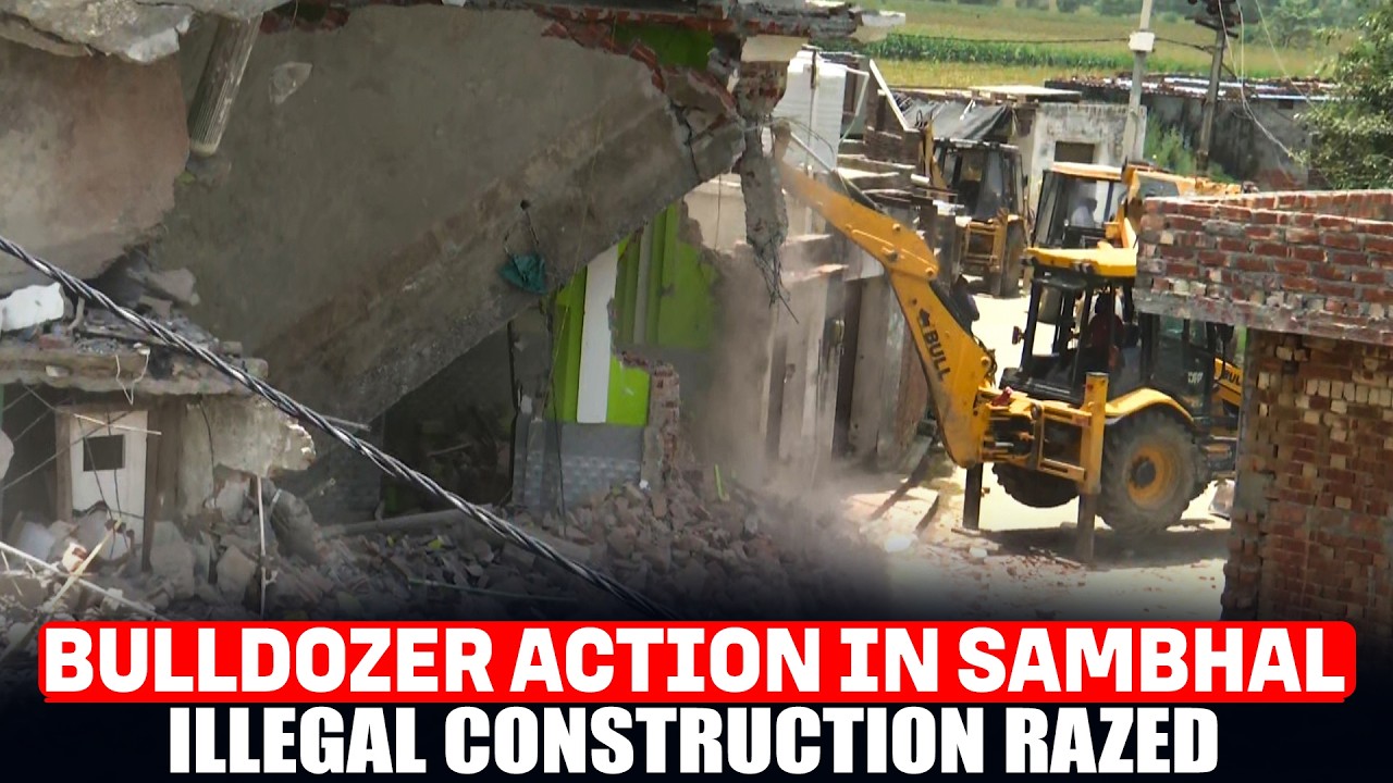 Sambhal Bulldozer Action: Administration Demolishes Illegal Construction at Mosque in Kaserua | UP