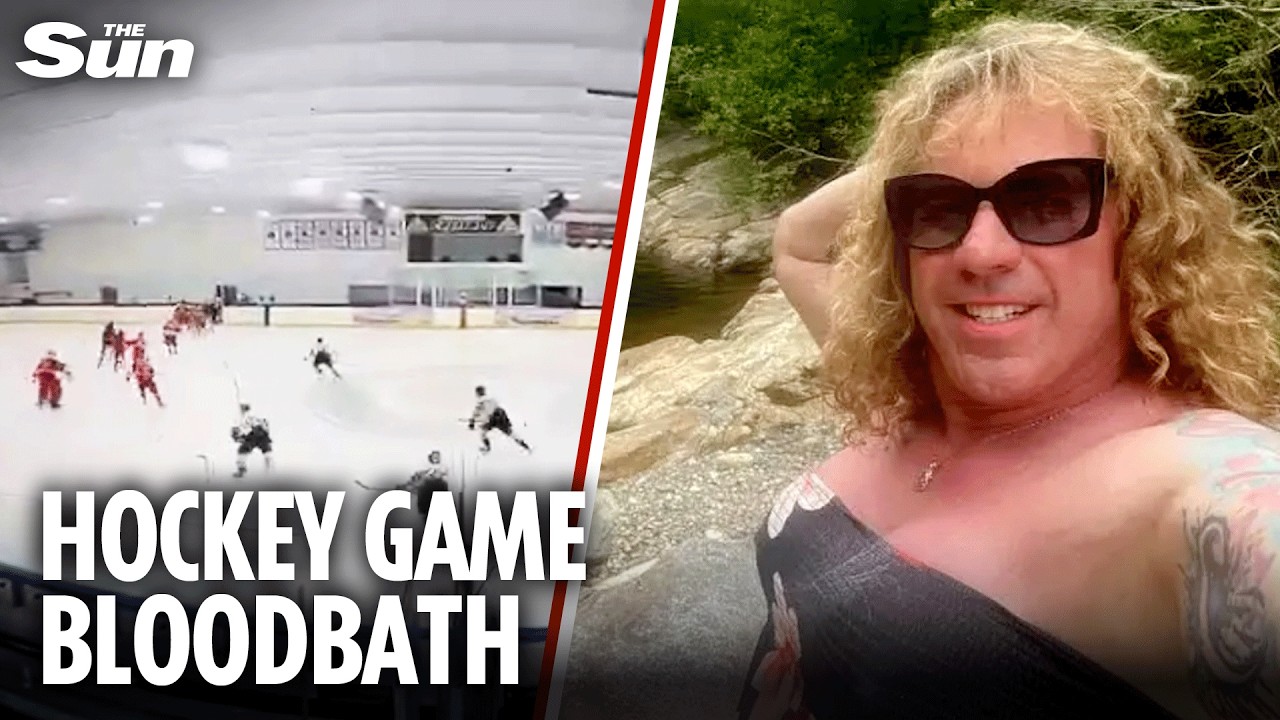 Moment ice hockey players run for their lives as trans dad 'shoots ex-wife and kids' in Rhode Island