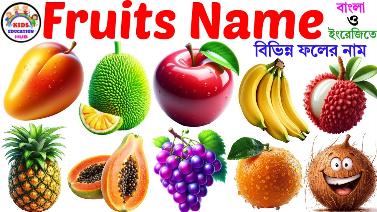 Fruits Name | Fruits Name for Babies |Learn 20 Fruits Name in English to Bengali for Pic| Vocabulary