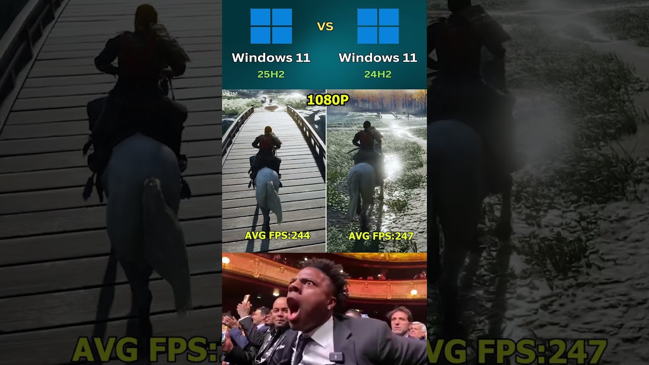 Windows 11 25H2 vs Windows 11 24H2 #gaming #pcgaming #shorts
