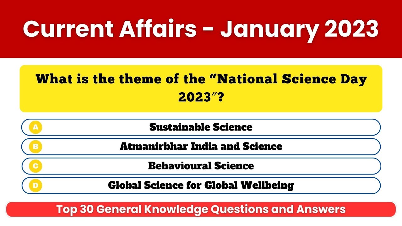 January 2023 Current Affairs | GK Monthly Current Affairs | Important GK | General Knowledge Quiz
