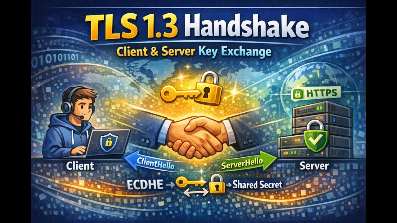 TLS 1.3 ECDHE Handshake: Kalit almashish va xavfsizlik mexanizmi