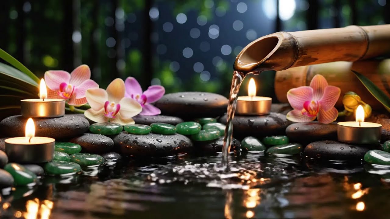Relaxing Music Relieves Stress & Anxiety 🌿 Healing Piano + Bamboo Water Fountain
