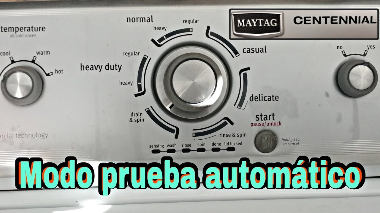 Modo de prueba automatico de lavadora Maytag centennial mtc.