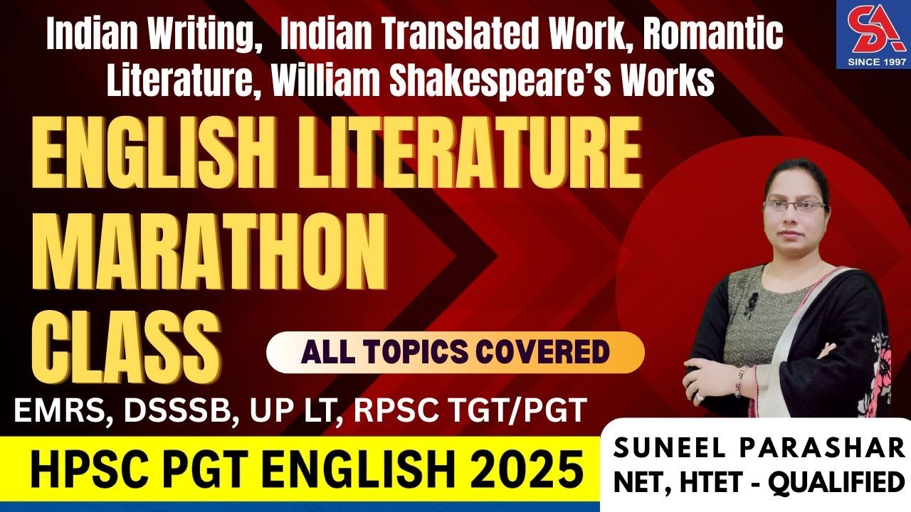 HPSC PGT ENGLISH 2025 I ENGLISH LITERATURE MARATHON CLASS I EMRS, DSSSB, UP LT, RPSC TGT/PGT ENGLISH
