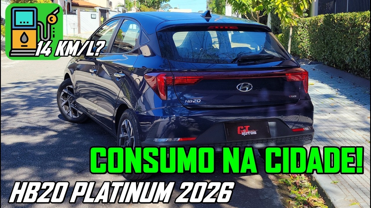 Hyundai HB20 Platinum 1.0 TGDI 2026 é econômico? Teste de consumo real na cidade!