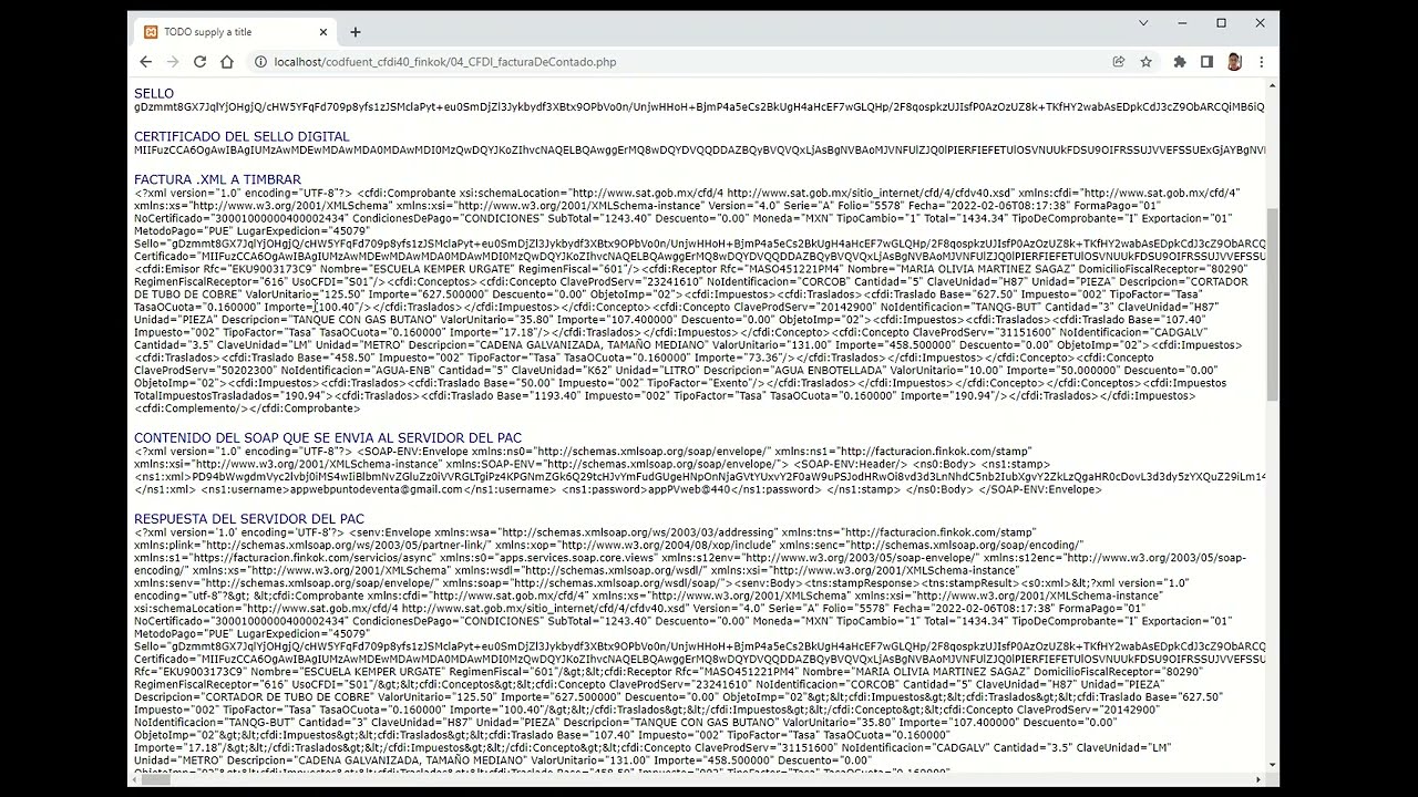 Timbrar Factura de Contado. CFDI 4.0, c&oacute;digos PHP.