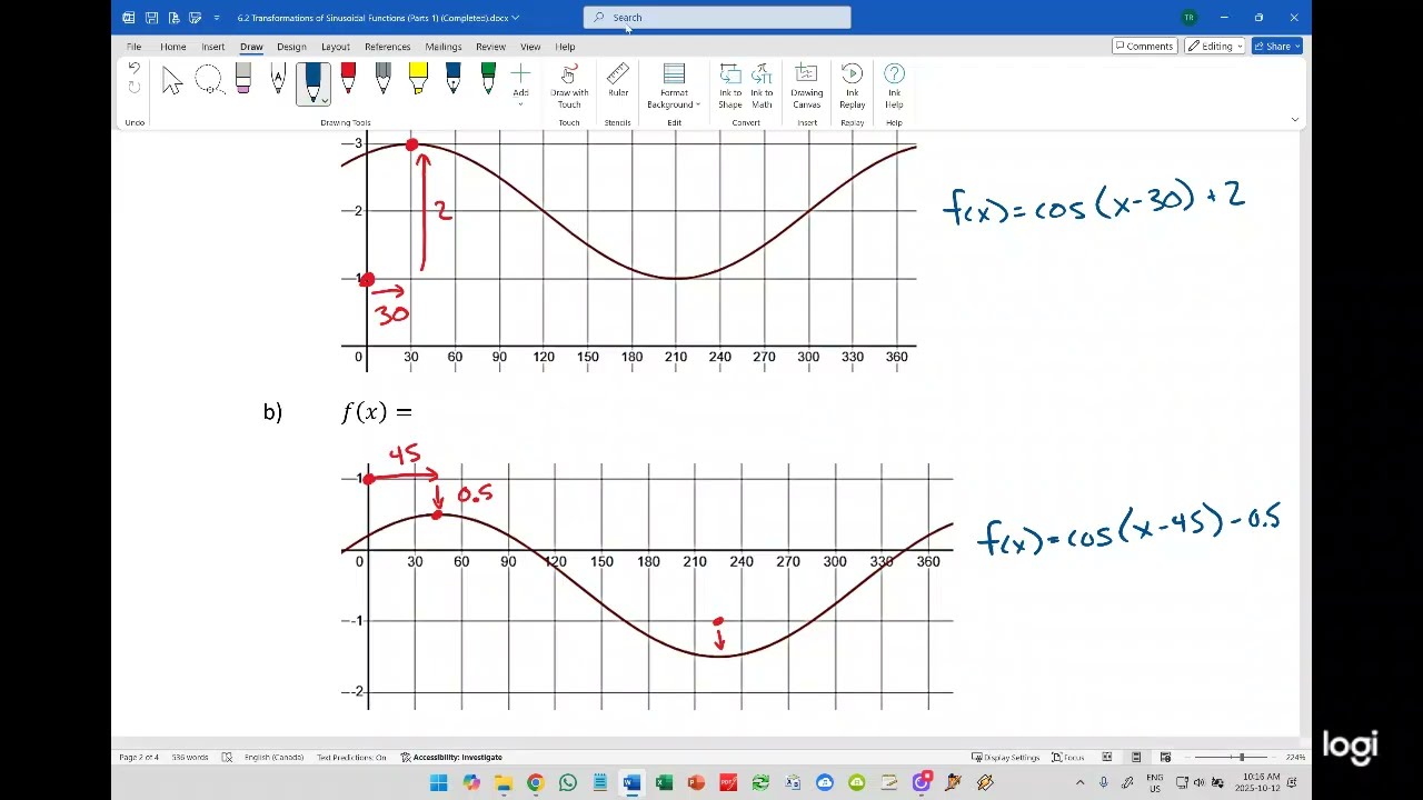 6.2 Transformations of Sinusoidal Functions Parts 1 (Math with Mr. Ray)