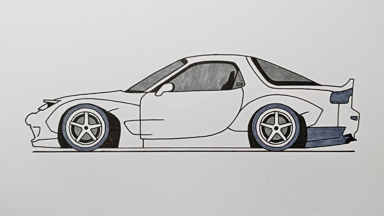 How to Draw a Mazda RX7 - Step by Step