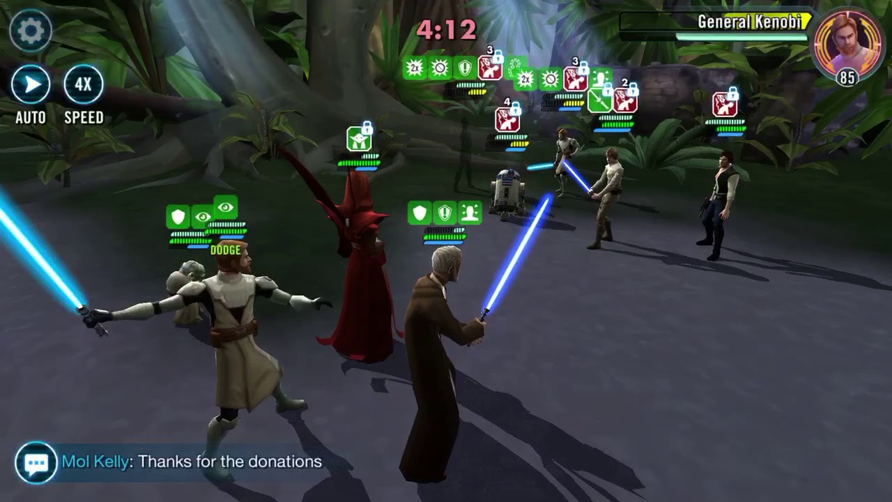 Swgoh arena MT lead, gk, Old ben, kru, hermit yoda vs CLS meta