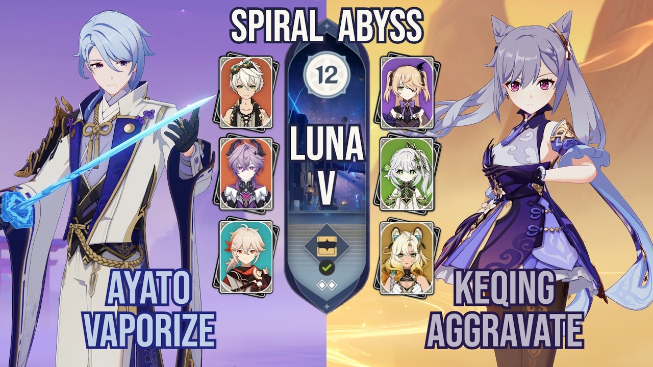 Ayato Vaporize & Keqing Aggravate | Spiral Abyss 6.5 / Luna VI | Genshin Impact