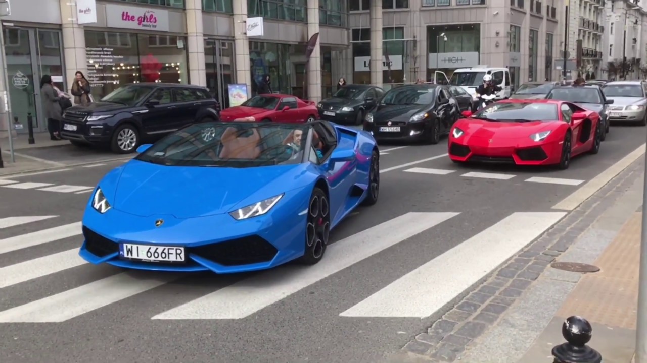 Lamborghini Huracan LP610-4 Spyder And Lamborghini Aventador LP700-4 Sound In Warsaw