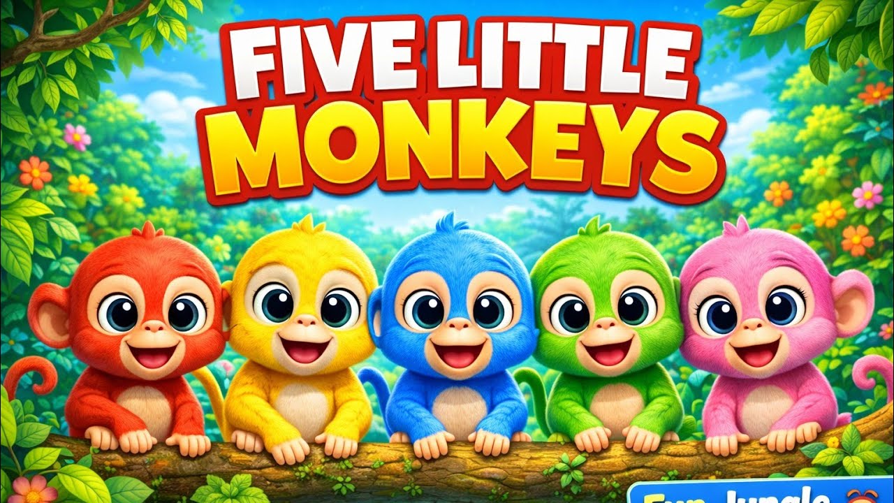 Five Little Monkeys 🐵 | Nursery Rhyme for Kids | 3D Cartoon Animation | Baby Songs