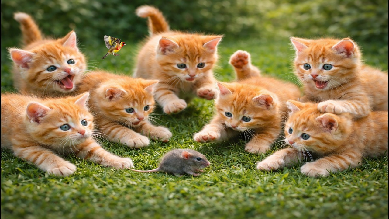 🐭🐱Sweet Colorful Kittens Playing & Chasing Mice in the Garden | Cute Cat Moments | Fun Cat Video