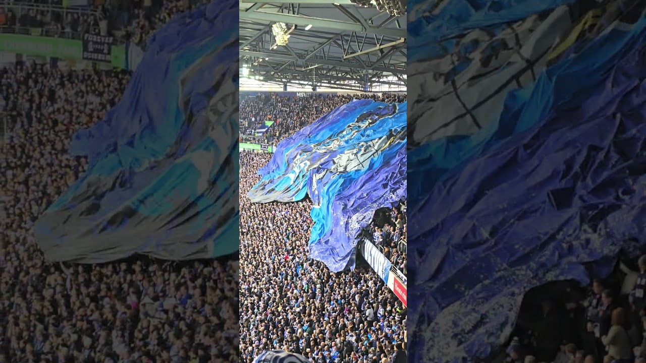 Blockfahne &uuml;ber die gesamte Nordtrib&uuml;ne MSV Duisburg vs Alemannia Aachen