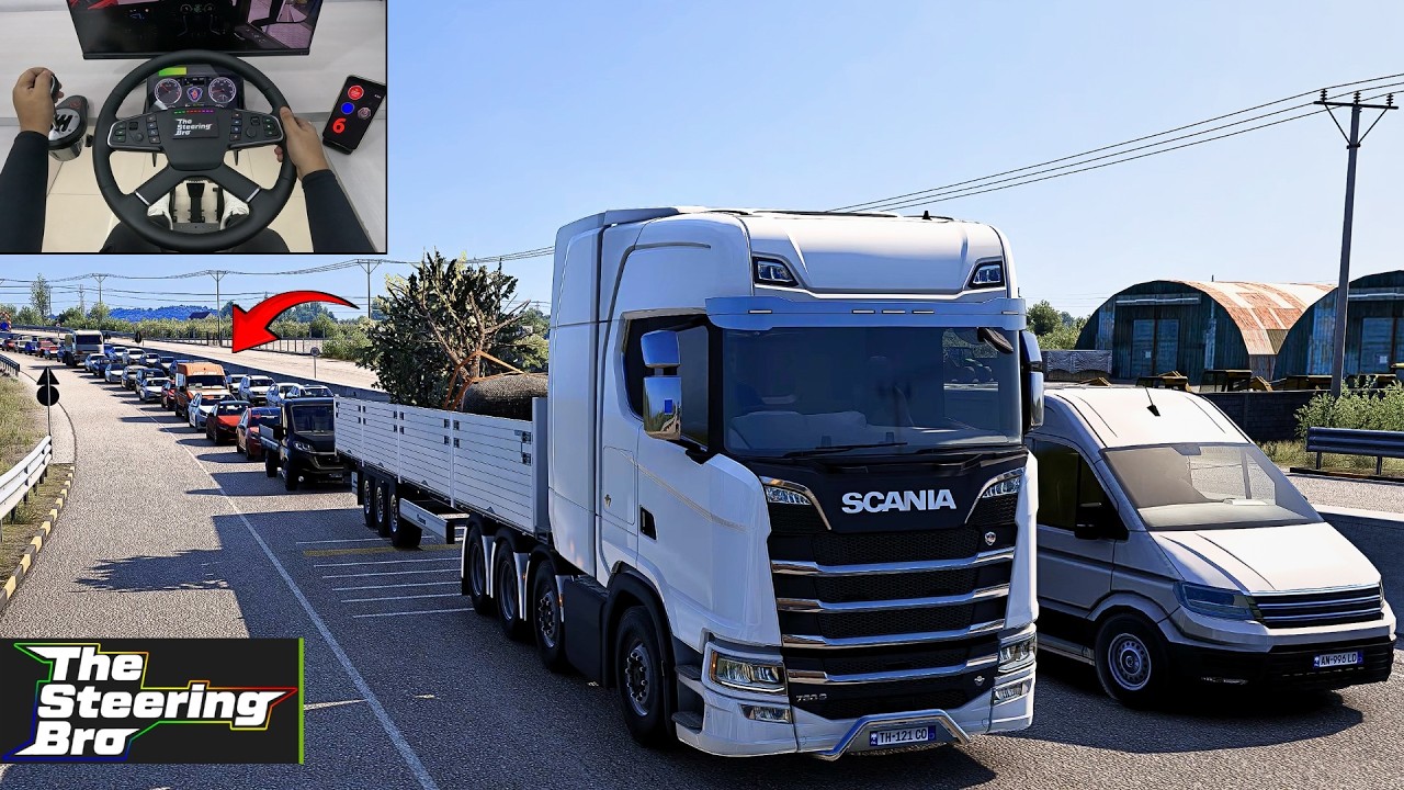 Longest Traffic Jam Ever in Euro Truck Simulator 2 | Steering Wheel Gameplay