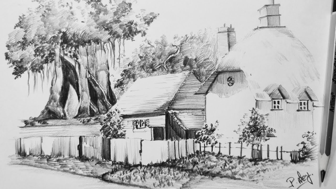 How to Draw| A #Village Scene #Pencil_Sketch #Creation.