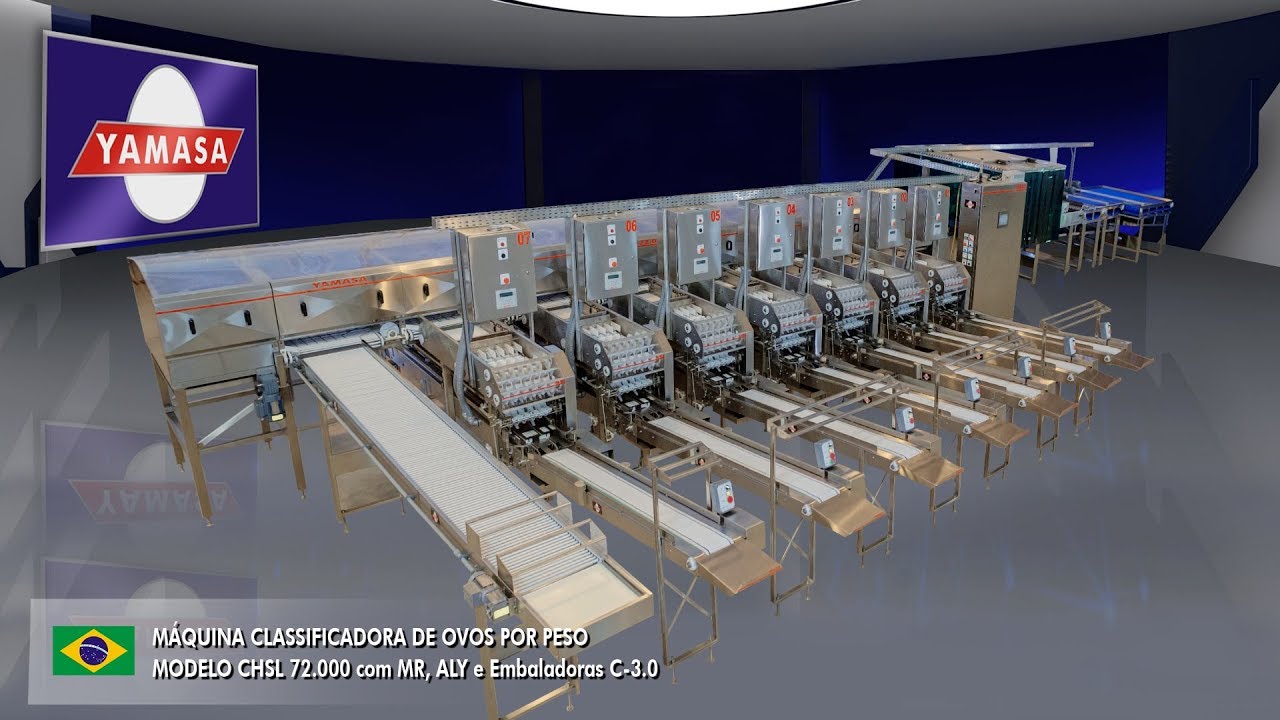 Yamasa - CHSL 72.000 com MR, ALY e Embaladoras C-3.0 classificadora de ovos por peso