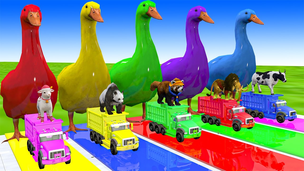 Long Slide Game with Cow Elephant Gorilla Hippopotamus Tiger 3d Animal Game Funny 3d Animals