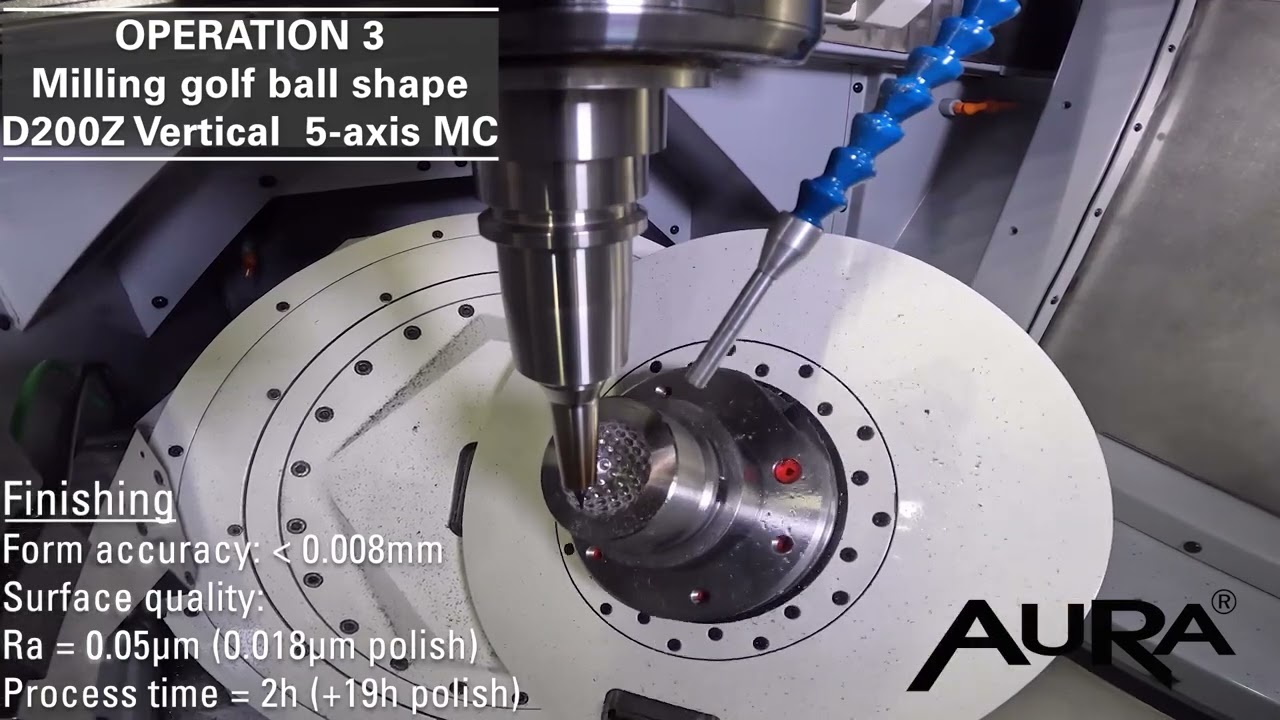 Golf ball mould shape machining on D200Z