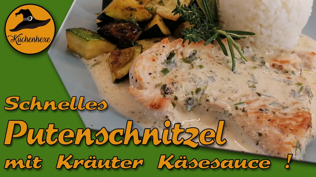 Putenschnitzel  mit viel  Kräuterkäsesauce , schnell , einfach ,  günstig   und mega lecker