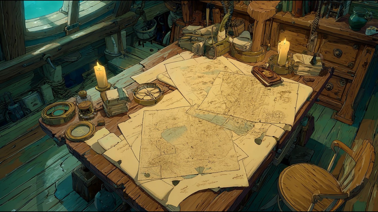The Cartographer 🗺️ Mapping the New World / Folk Lofi [Ocean & Writing Sounds]