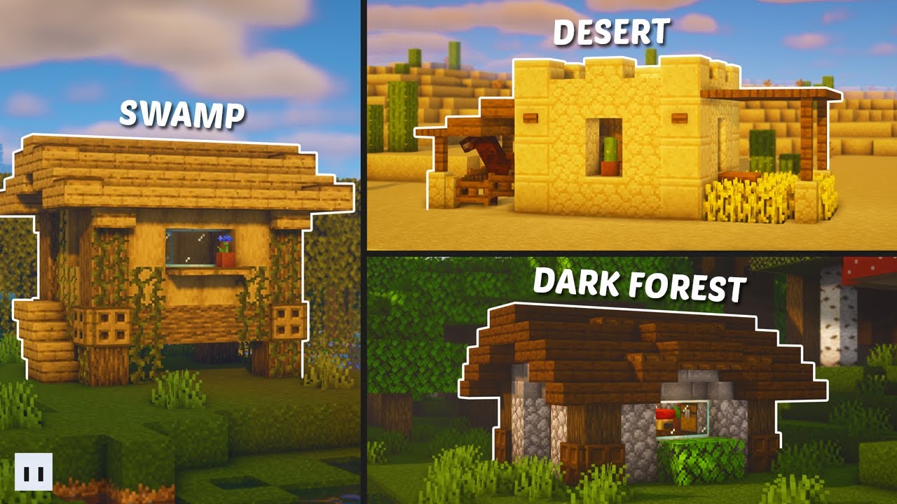 Minecraft : Starter House in 3 Different Biomes | Easy & Simple