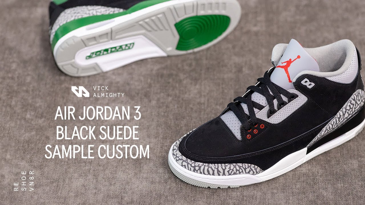 Air Jordan 3 Black Suede Sample Custom