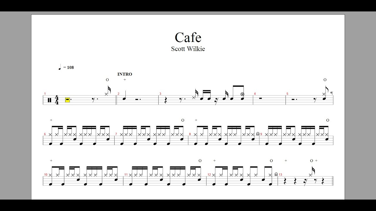 Scott Wilkie-Cafe | Drum Score, Drum Sheet Music
