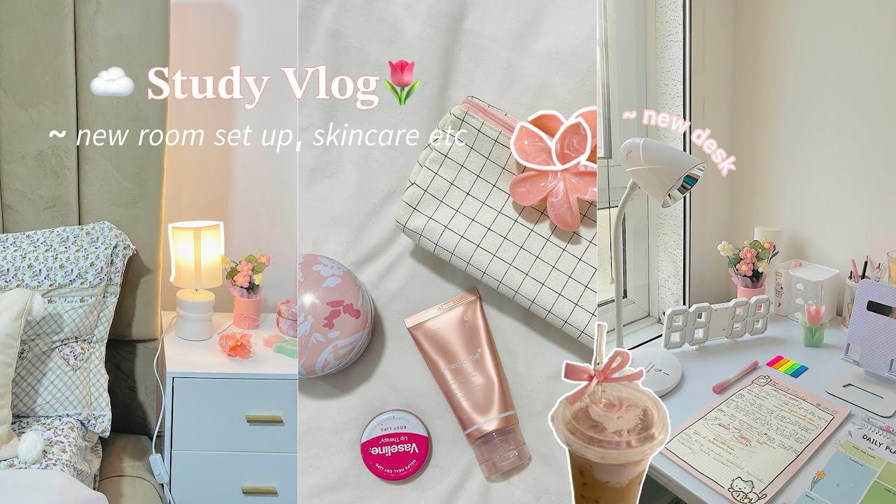 🌷Vlog ~ new room setup + making study routine | Study vlog, prayer, skincare etc ☕️| Bangladesh 🇧🇩