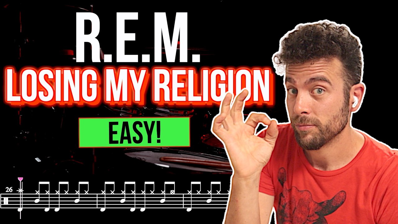 R.E.M. - Losing My Religion - Drum cover (with scrolling drum sheet)