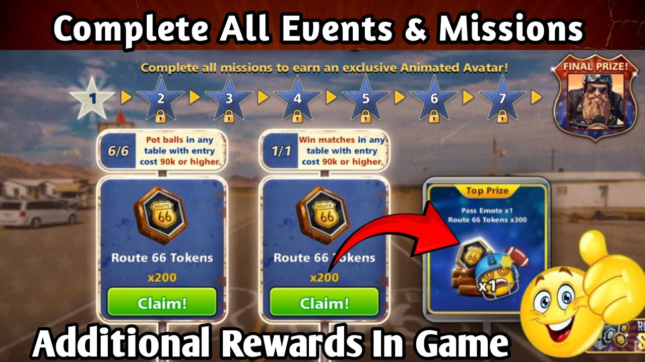Complete ALL Route 66 Missions 🔥 Get Free Rewards #8ballpool #8poolweaver 