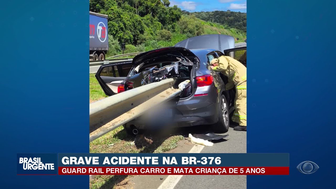 Criança de 5 anos morre na BR-376 após guard rail perfurar carro