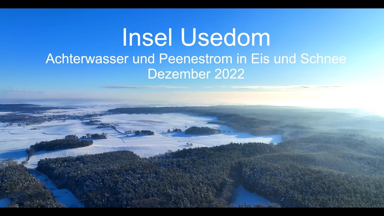 Insel Usedom - Achterwasser und Peenestrom, zugefroren in Eis und Schnee, Dezember 2022