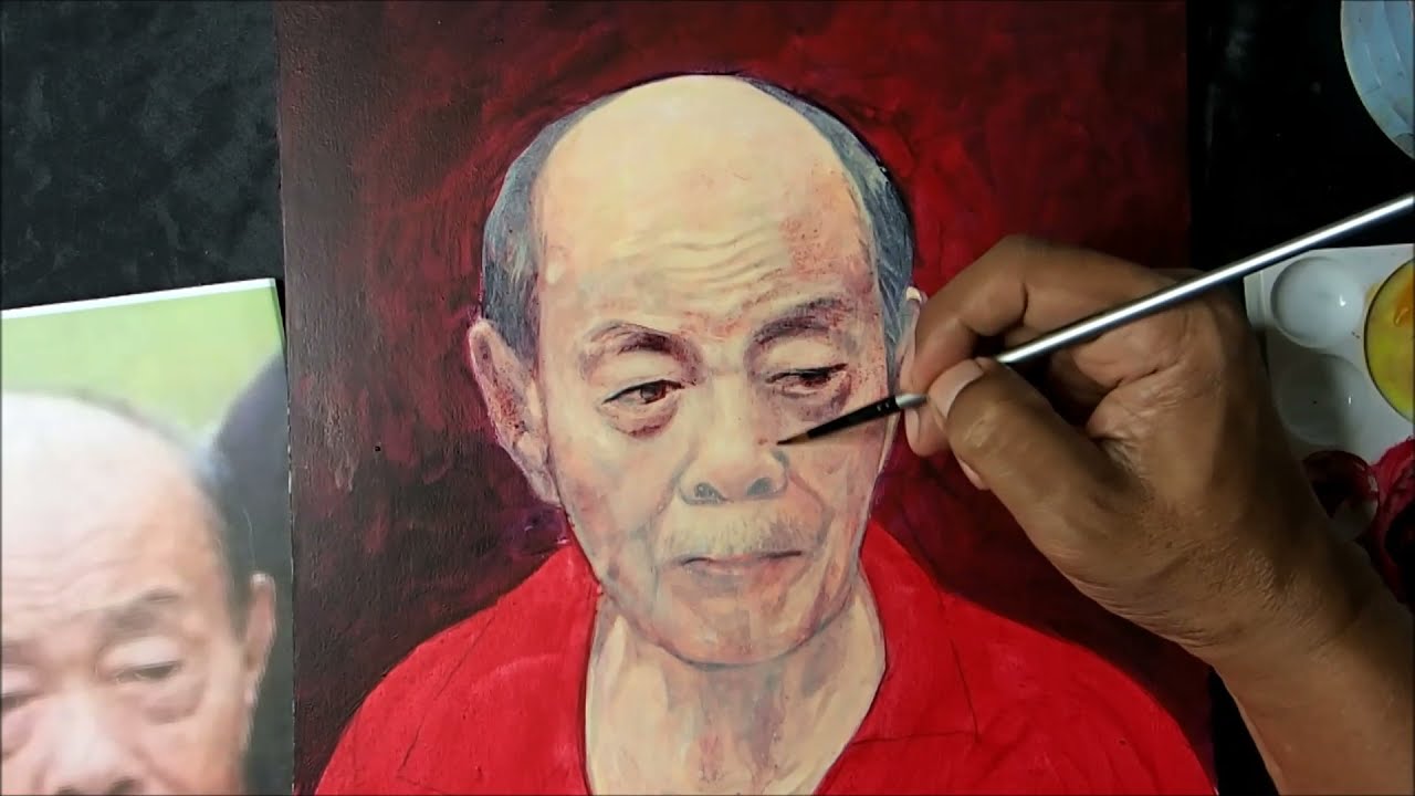 สีอะคริลิคคนเหมือนชายสูงวัย