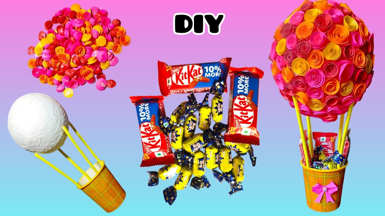 DIY Parachute Chocolate Bouquet Tissue & Tea Cup / DIY Bobo Balloon With Chocolate / Cute Gift Idea