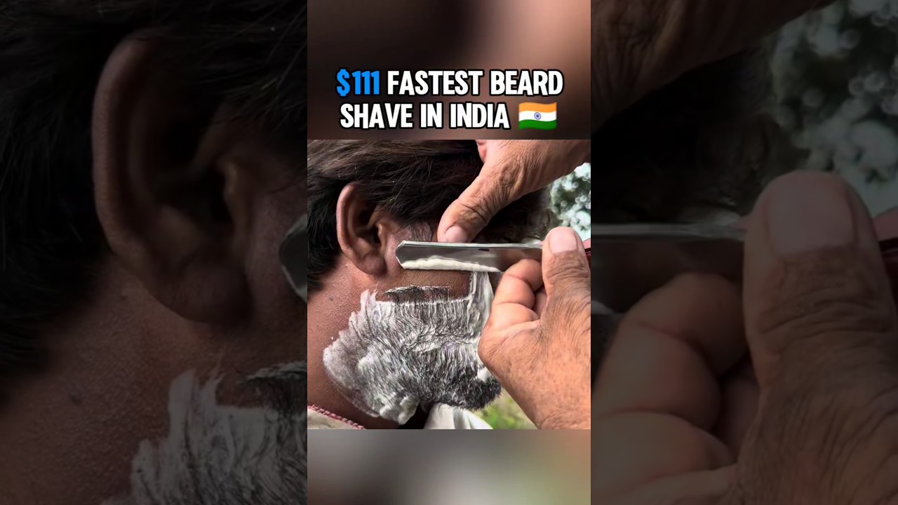 $111 FASTEST BEARD SHAVE IN INDIA 🇮🇳 #india #shave #haircut #inindia #barber #asmrbarber #relaxing