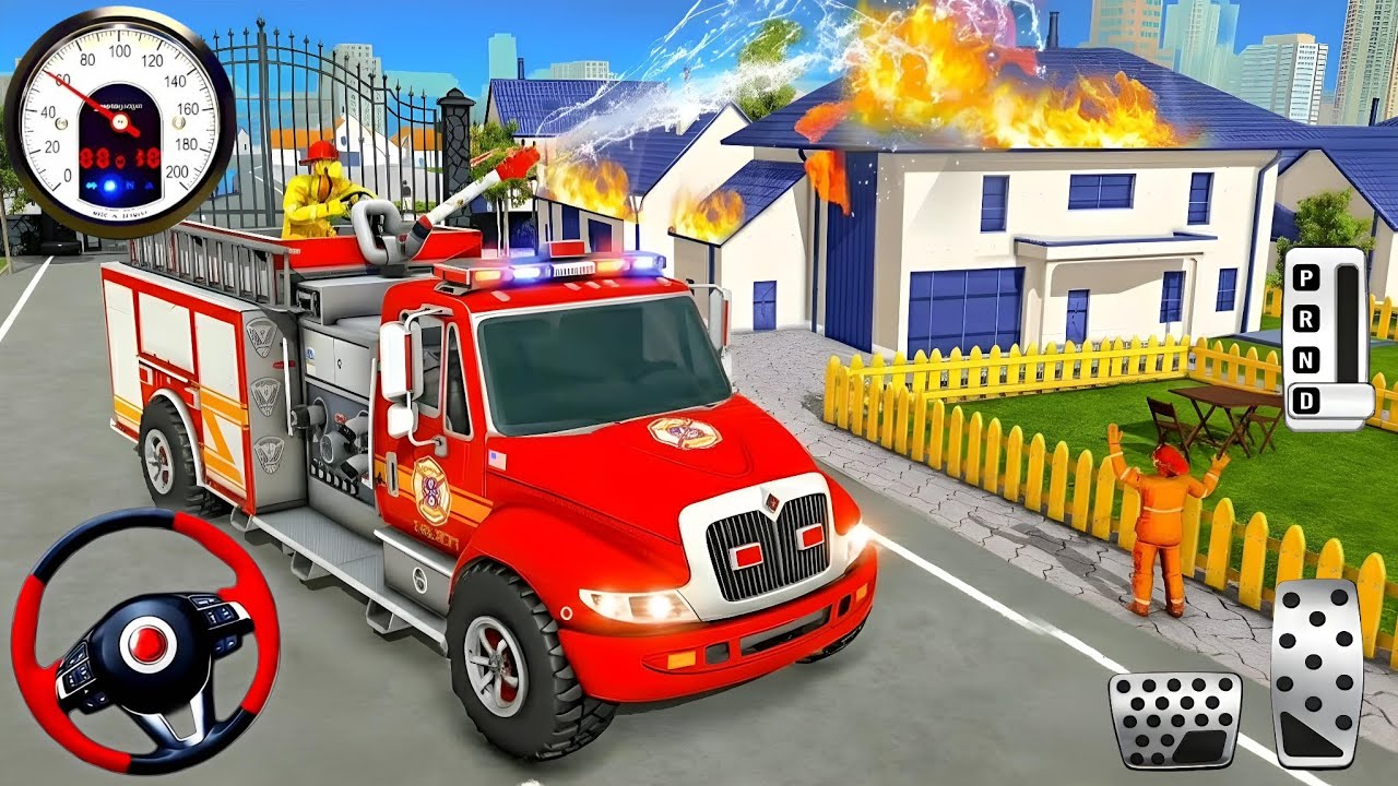 Fire Truck City Rescue Simulator - 911 US Emergency Fire Truck Driving 3D 2025 - Android Gameplay