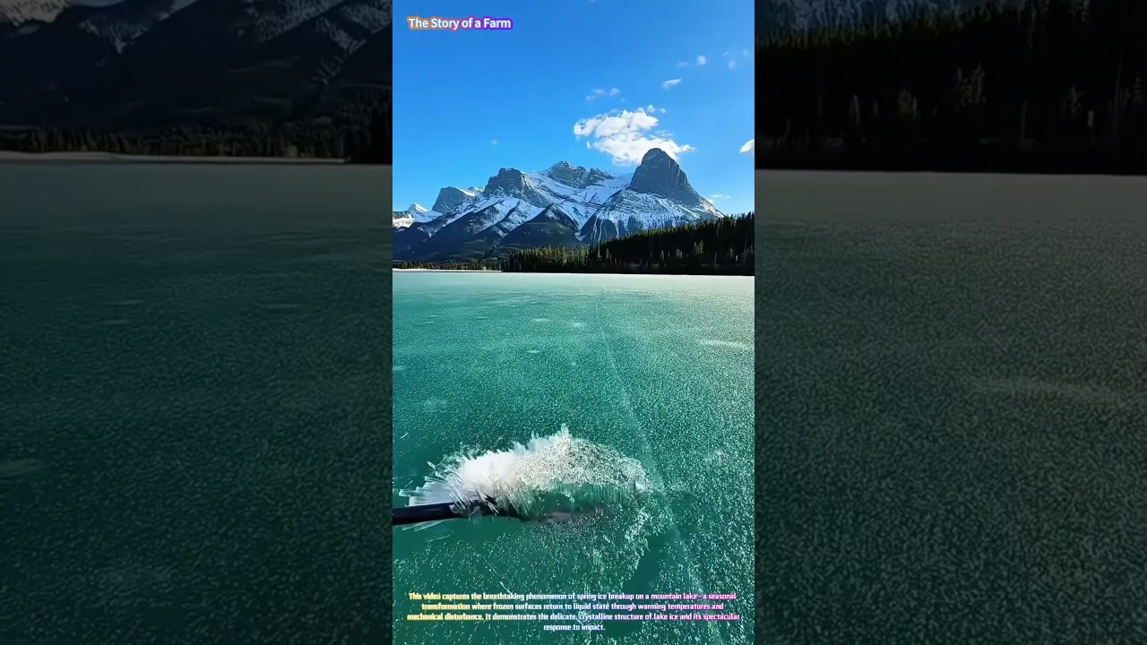 Mesmerizing Ice Shattering: Watch a Paddle Transform a Frozen Lake into Crystal Splinters! ❄️🌊&darr;