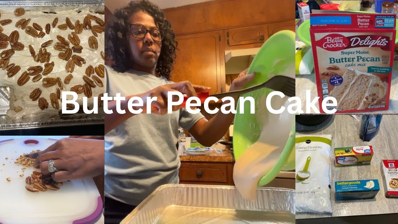 Butter Pecan Box Cake with Homemade Cream Cheese Icing | First Attempt 