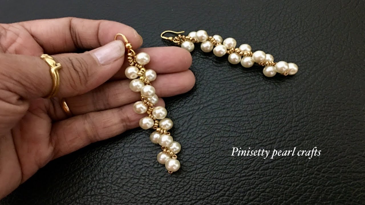 DIY/Twisted rope earrings tutorial/How to make pearl spiral rope earrings/long earrings/pinisetty