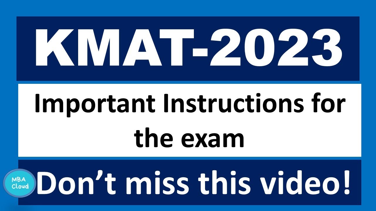 KMAT 2023|Important Exam Guidelines |MBACloud
