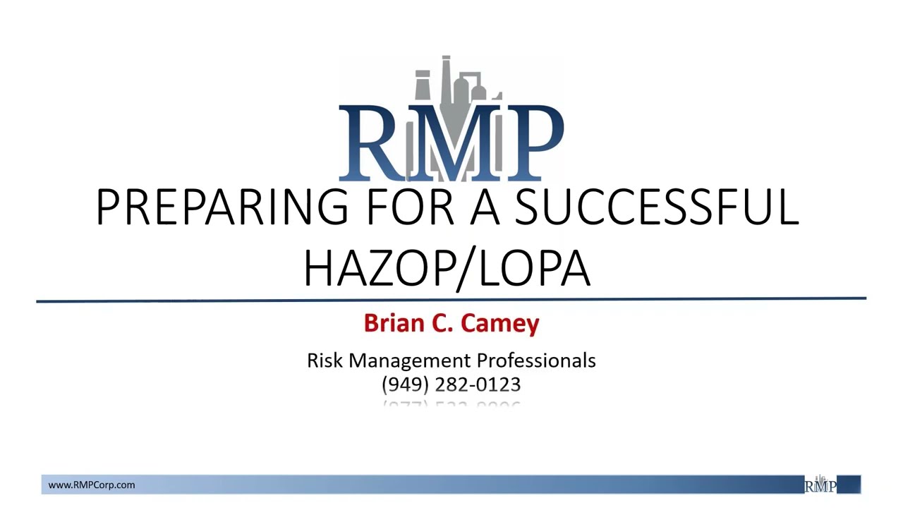 Preparing for a Successful HAZOP LOPA