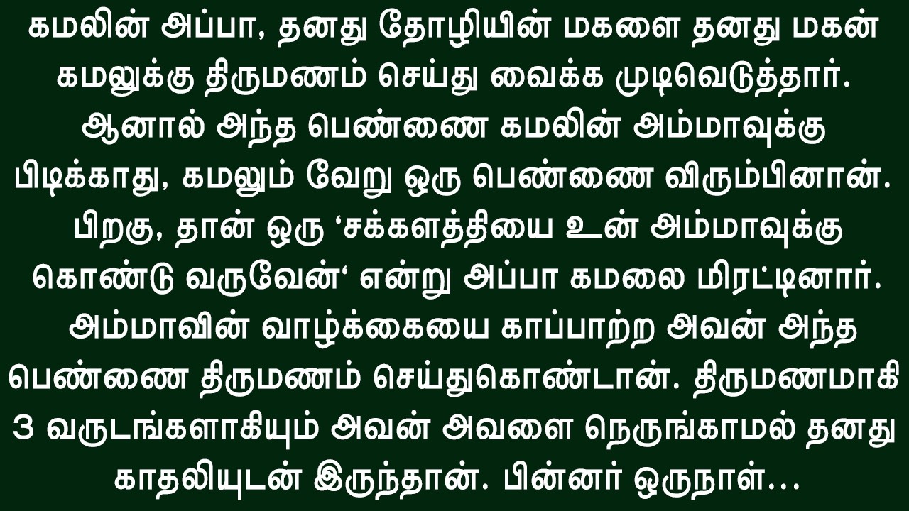 அப்பா தேர்ந்தெடுத்த பெண்தான் சரியானவள் என்பதை அவன் உணர்ந்தான்!! இதயத்தைத் தொடும் தமிழ் கதை