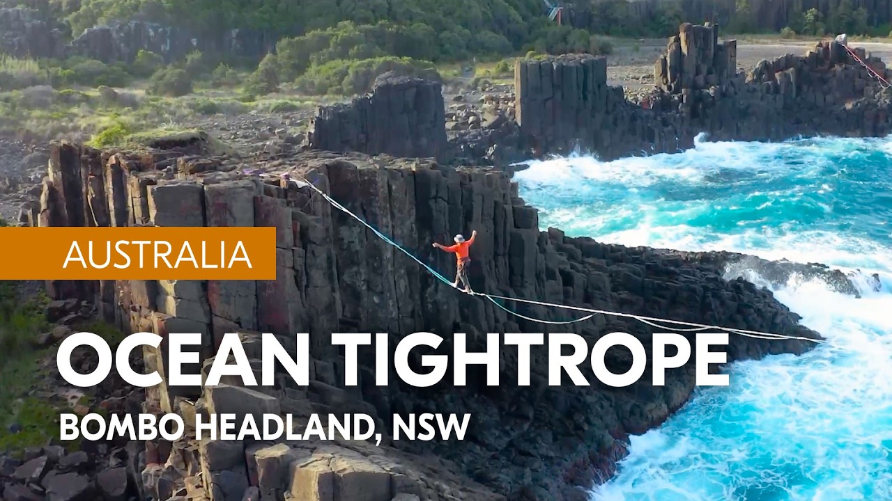 Insane Tightrope Walk Above Ocean Cliffs | Bombo Headland Australia