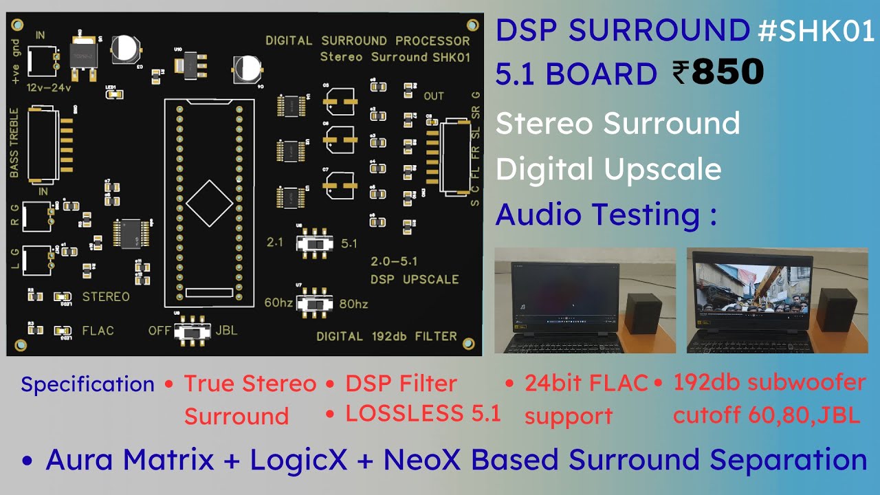 DSP Stereo Surround Decoder 2.0&rarr;5.1 | SHK01 | Prologic Based Upmix | LogicX + NeoX | Under ₹900