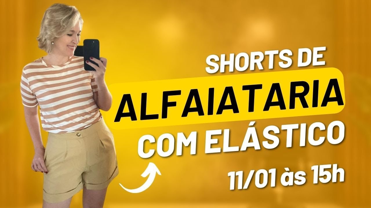 Aprenda a costurar o SHORTS DE ALFAIATARIA COM ELÁSTICO | Série de Shorts - Escola de Costurar