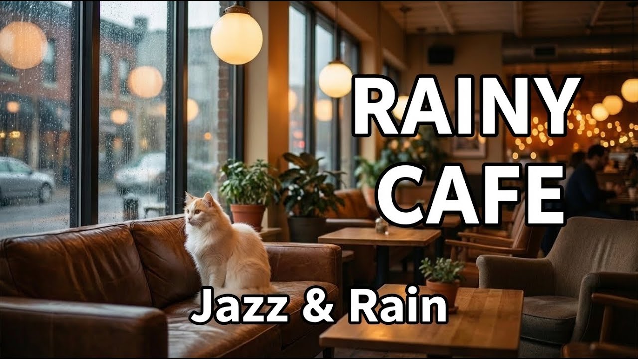 Cozy Rainy Cafe Ambience ☕ Rain Sounds & Jazz Music for Study, Sleep [雨の日BGM]